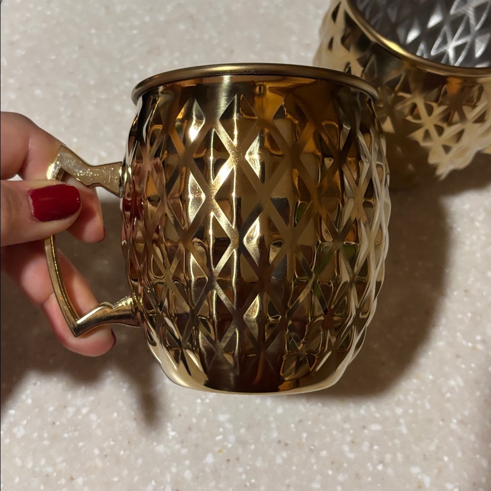 Set of two Gold Geometric Moscow Mule Mugs - Picture 2 of 6